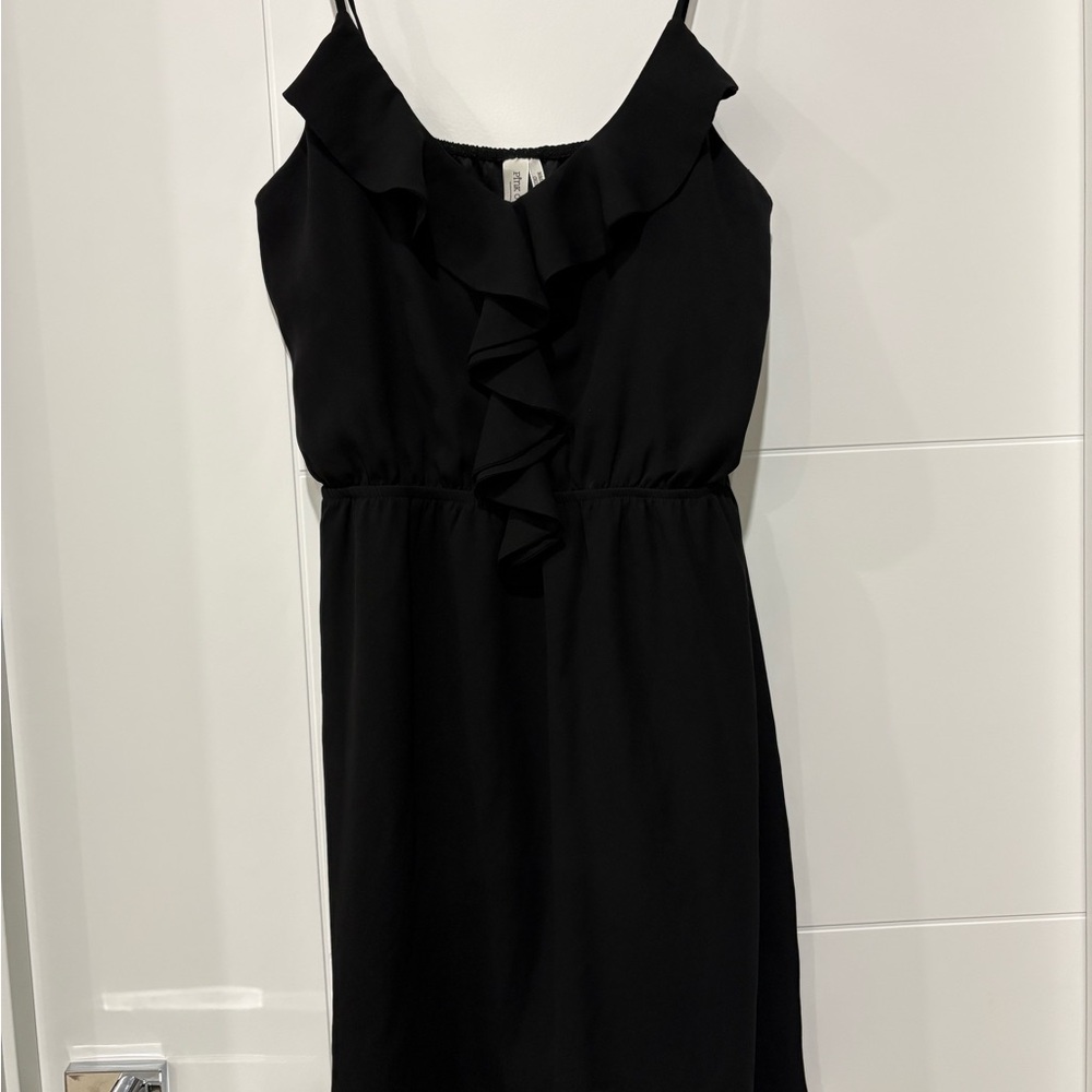 Pink Owl Black Ruffle Mini Dress